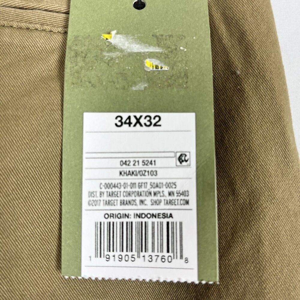 Men’s Khaki Straight Chino Pants 34x32 Stretch Casual Classic Fit - Picture 9 of 15